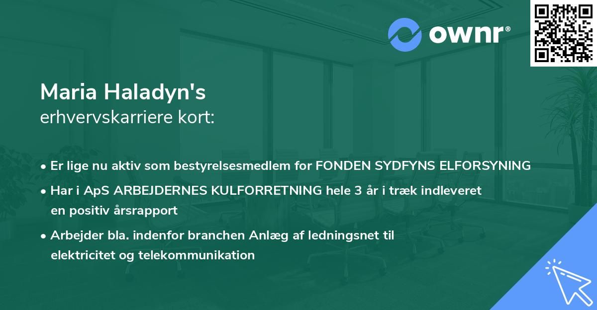 Maria Haladyn's erhvervskarriere kort