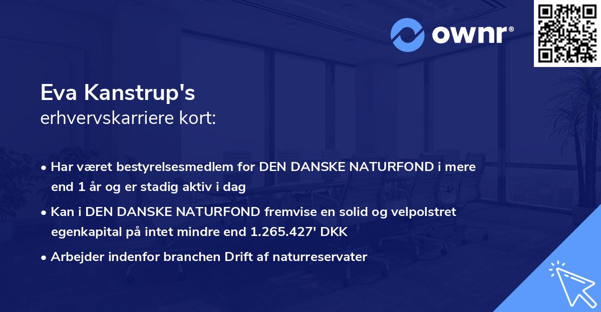 Eva Kanstrup's erhvervskarriere kort