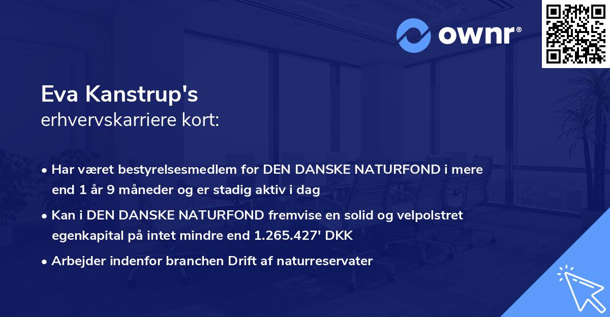 Eva Kanstrup's erhvervskarriere kort