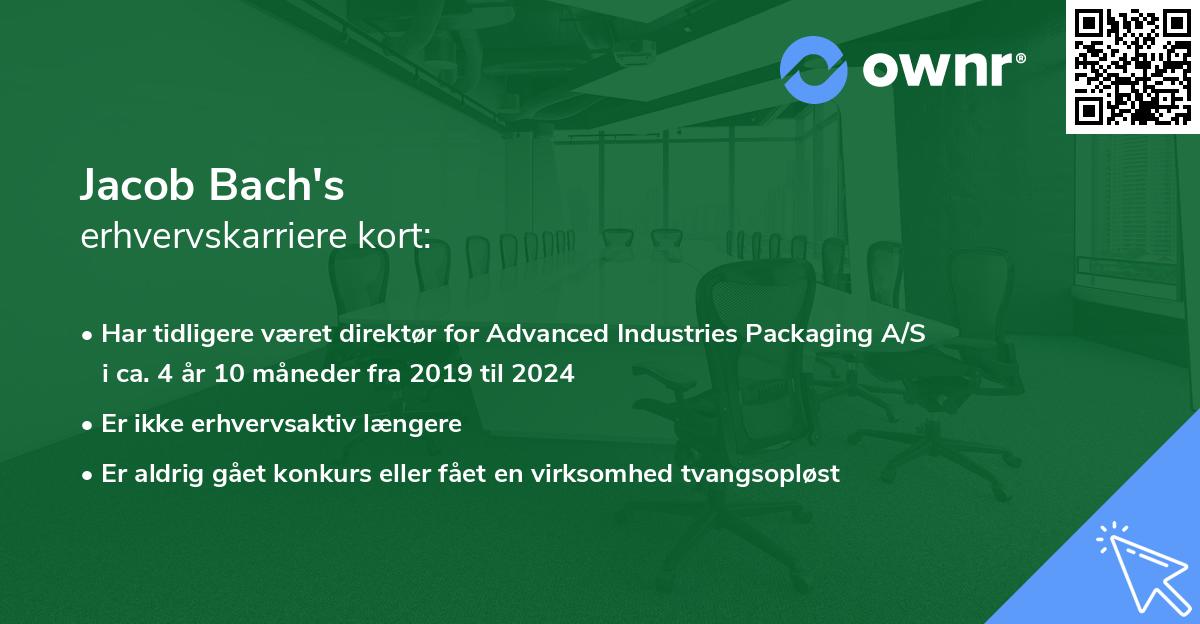 Jacob Bach's erhvervskarriere kort