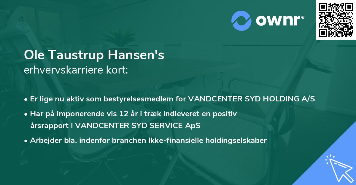Ole Taustrup Hansen's erhvervskarriere kort