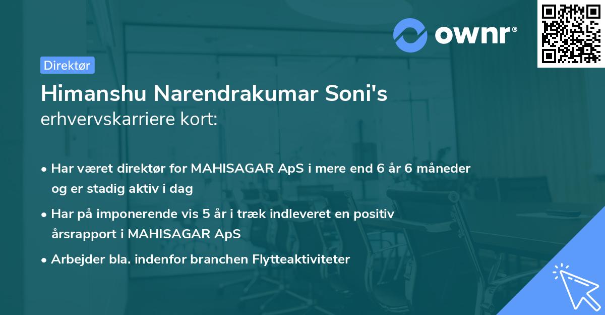 Himanshu Narendrakumar Soni's erhvervskarriere kort