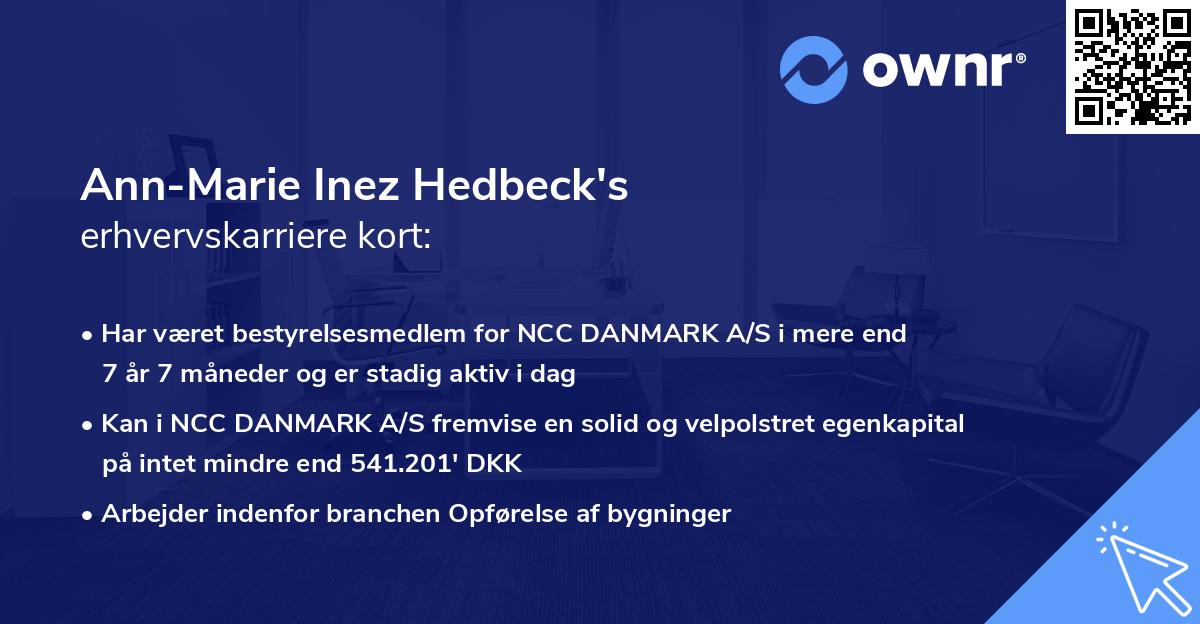 Ann-Marie Inez Hedbeck's erhvervskarriere kort