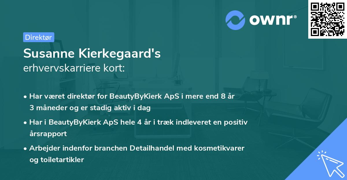 Susanne Kierkegaard's erhvervskarriere kort