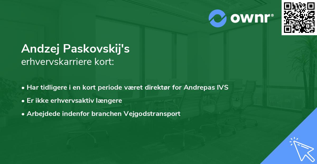 Andzej Paskovskij's erhvervskarriere kort