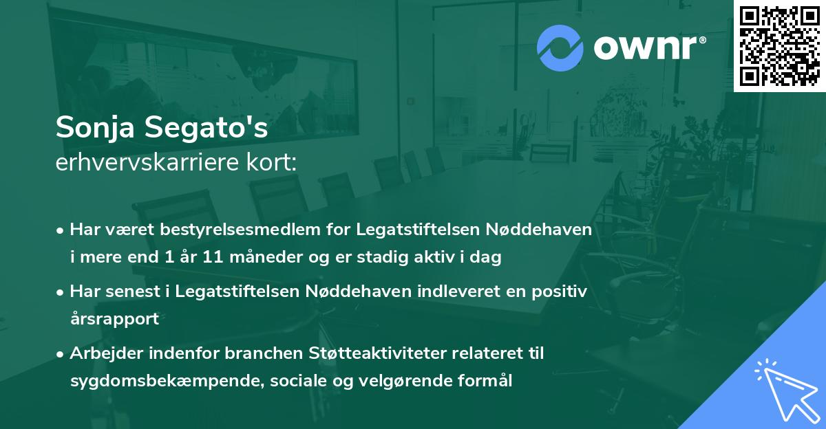 Sonja Segato's erhvervskarriere kort