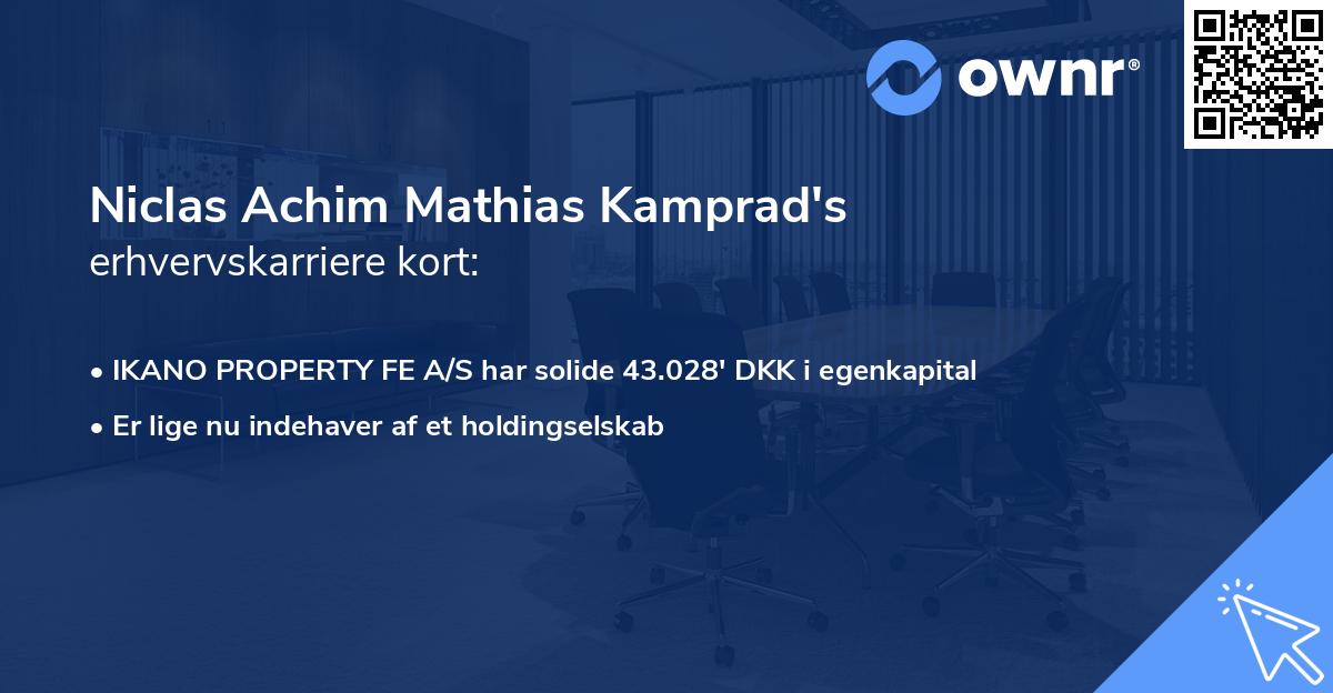 Niclas Achim Mathias Kamprad's erhvervskarriere kort