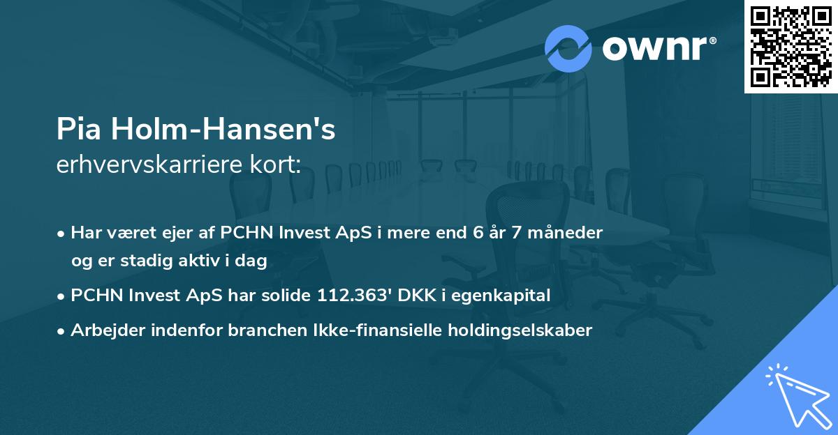Pia Holm-Hansen's erhvervskarriere kort