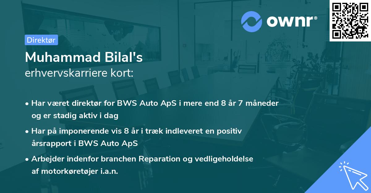 Muhammad Bilal's erhvervskarriere kort