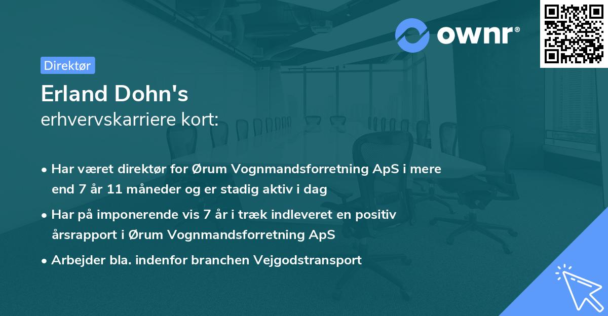 Erland Dohn's erhvervskarriere kort