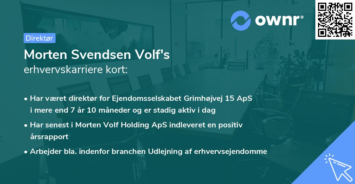 Morten Svendsen Volf's erhvervskarriere kort