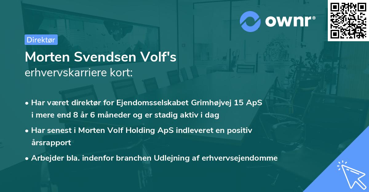 Morten Svendsen Volf's erhvervskarriere kort
