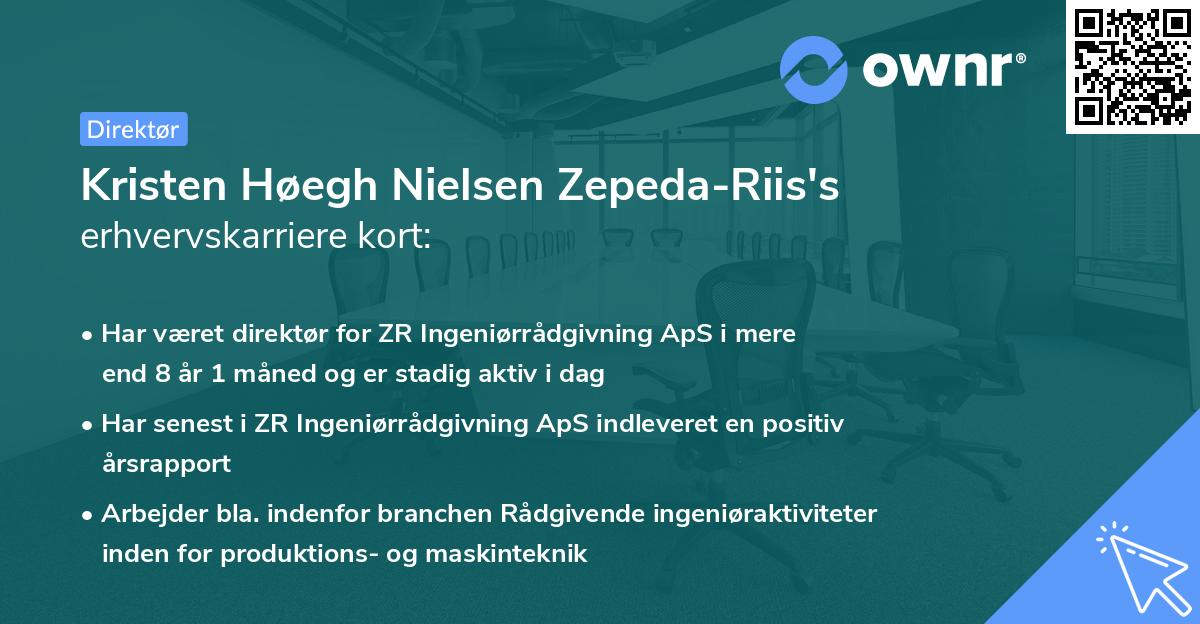 Kristen Høegh Nielsen Zepeda-Riis's erhvervskarriere kort
