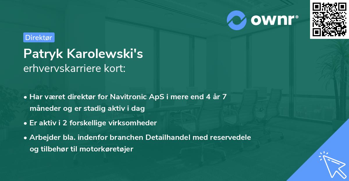 Patryk Karolewski's erhvervskarriere kort