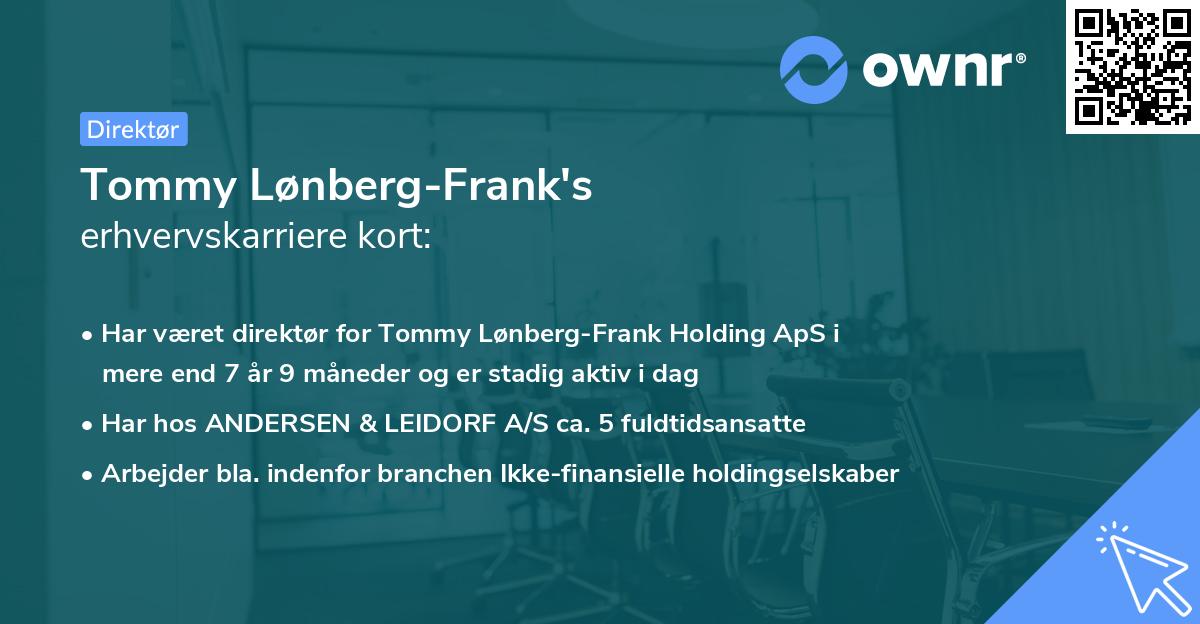 Tommy Lønberg-Frank's erhvervskarriere kort