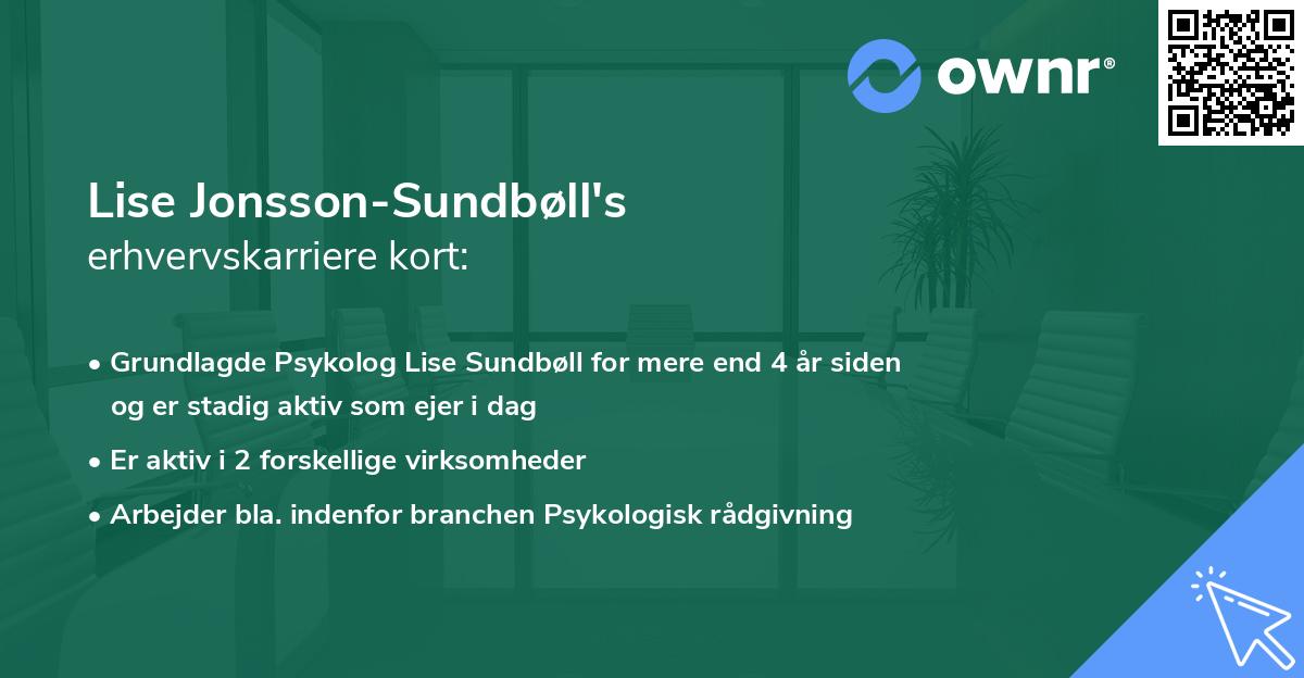 Lise Jonsson-Sundbøll's erhvervskarriere kort