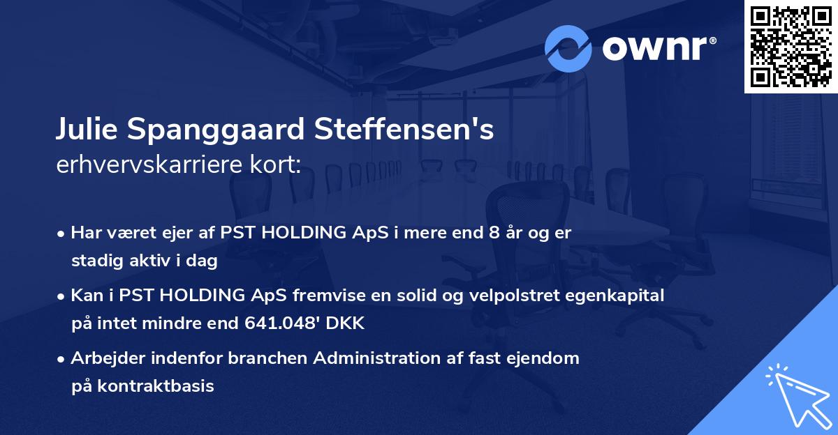 Julie Spanggaard Steffensen's erhvervskarriere kort