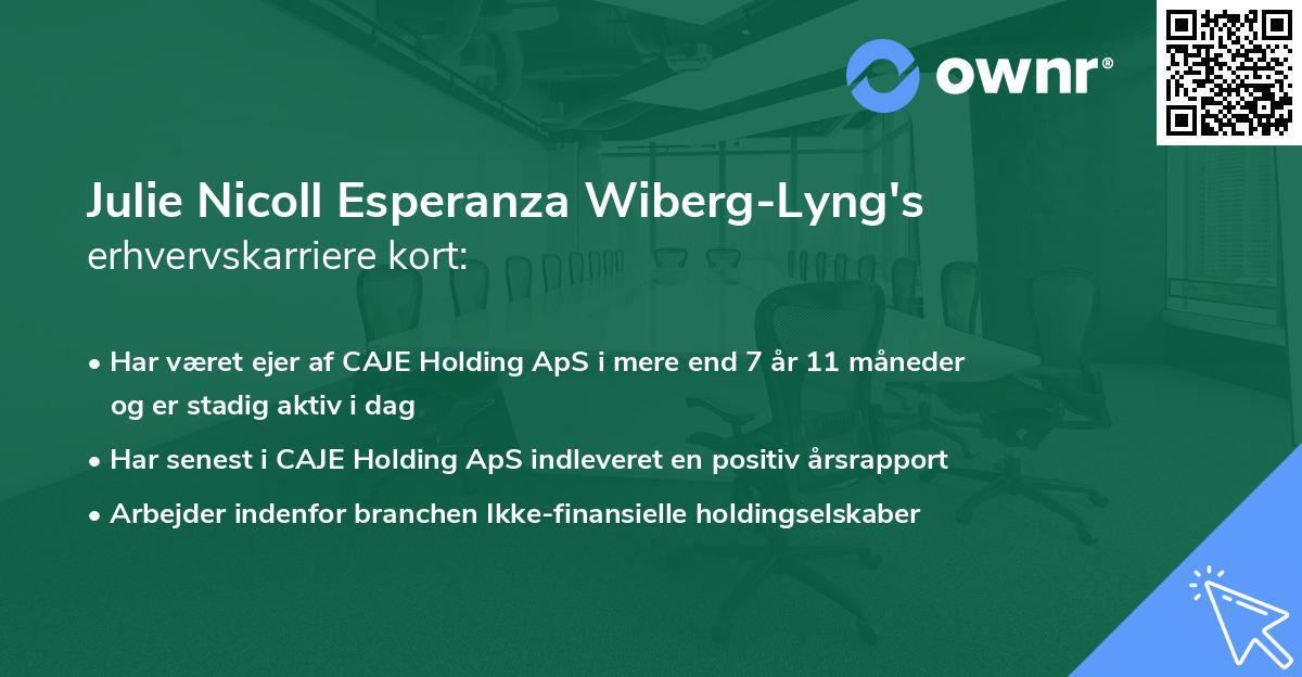 Julie Nicoll Esperanza Wiberg-Lyng's erhvervskarriere kort