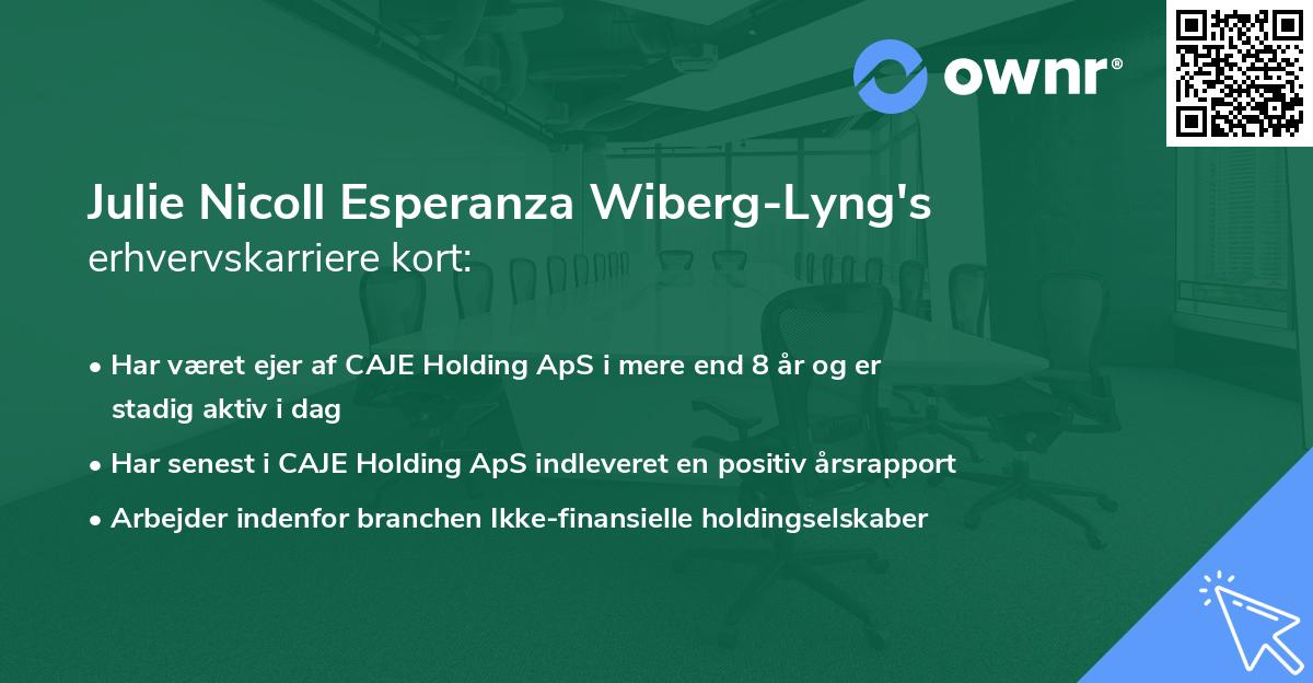 Julie Nicoll Esperanza Wiberg-Lyng's erhvervskarriere kort