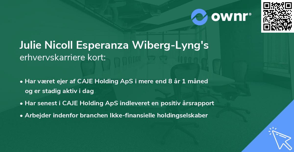 Julie Nicoll Esperanza Wiberg-Lyng's erhvervskarriere kort