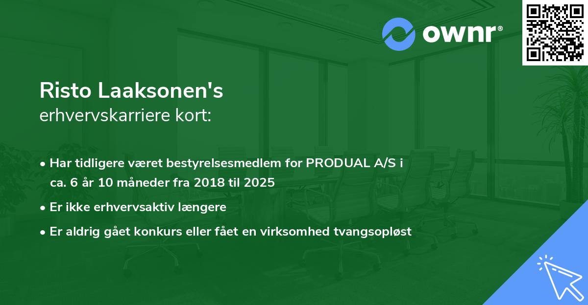 Risto Laaksonen's erhvervskarriere kort