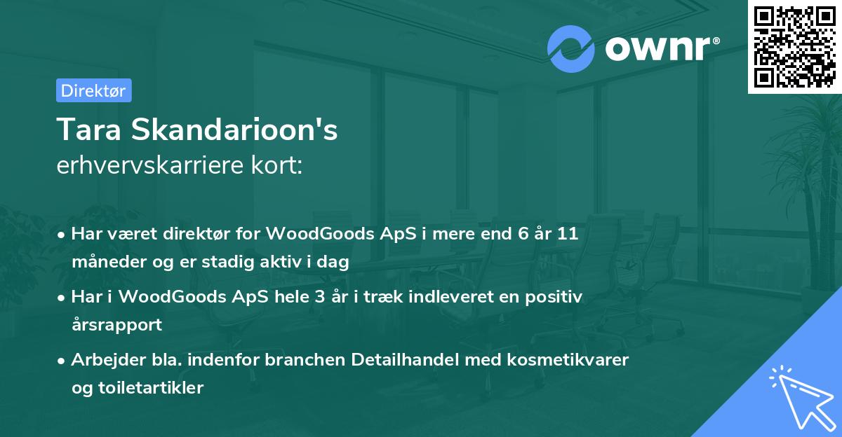 Tara Skandarioon's erhvervskarriere kort