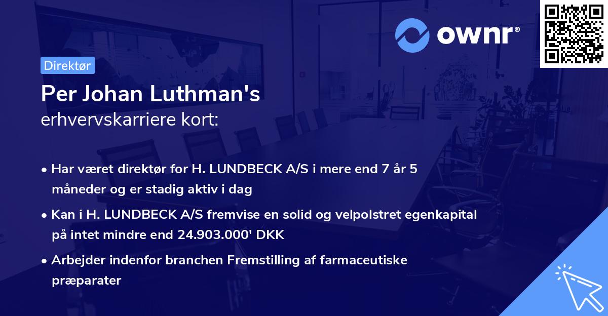 Per Johan Luthman's erhvervskarriere kort