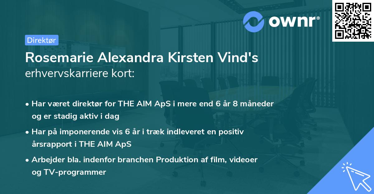 Rosemarie Alexandra Kirsten Vind's erhvervskarriere kort