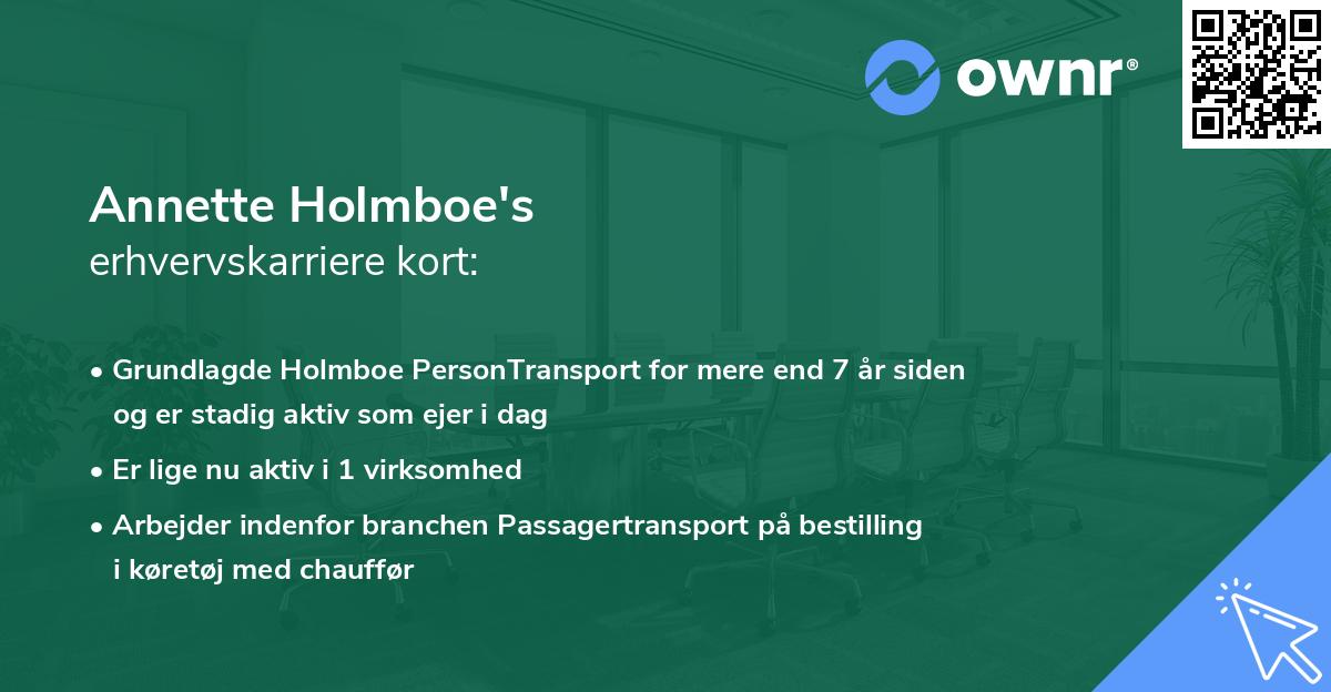 Annette Holmboe's erhvervskarriere kort