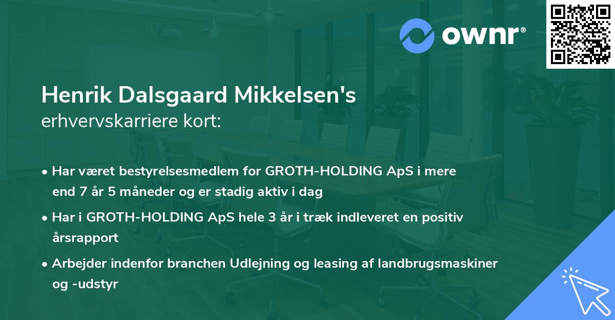 Henrik Dalsgaard Mikkelsen's erhvervskarriere kort