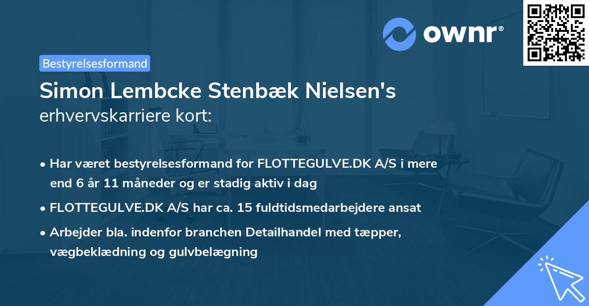 Simon Lembcke Stenbæk Nielsen's erhvervskarriere kort