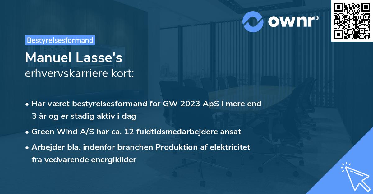 Manuel Lasse's erhvervskarriere kort