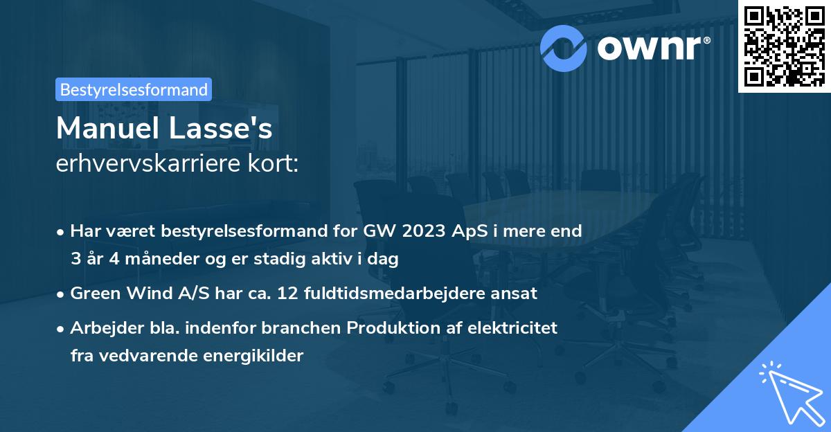 Manuel Lasse's erhvervskarriere kort