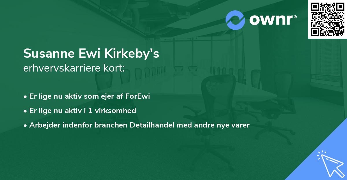 Susanne Ewi Kirkeby's erhvervskarriere kort
