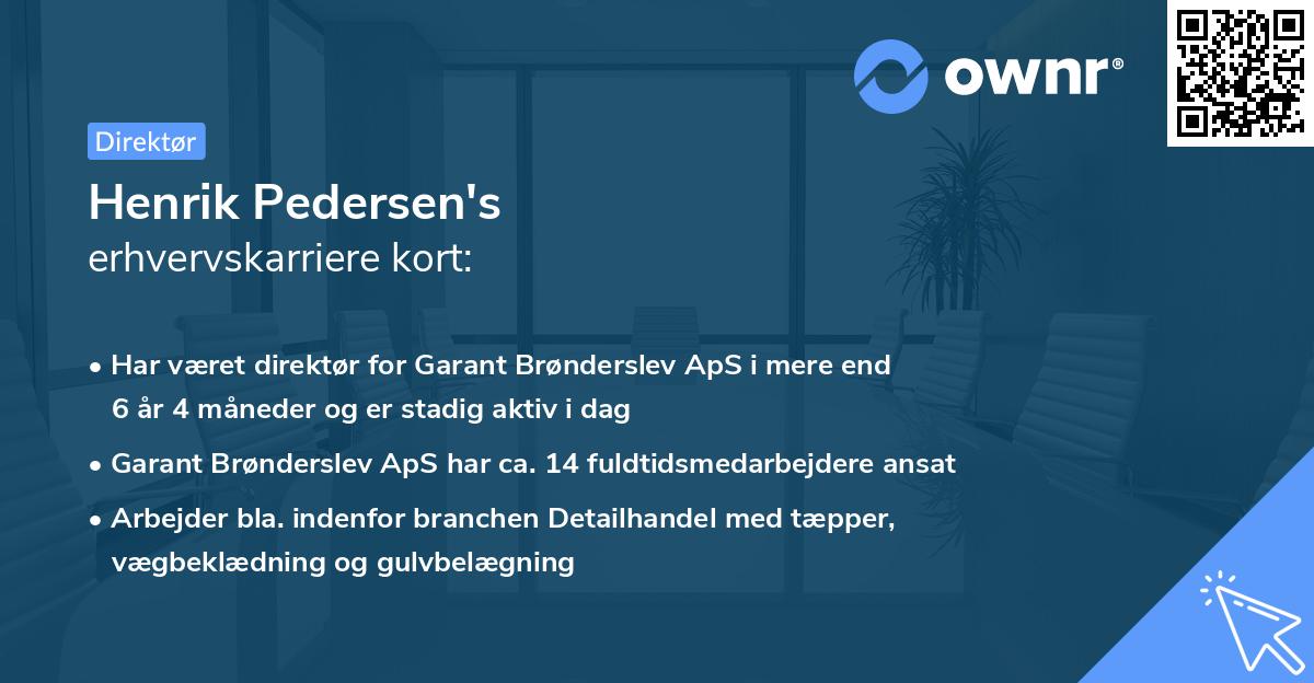 Henrik Pedersen's erhvervskarriere kort