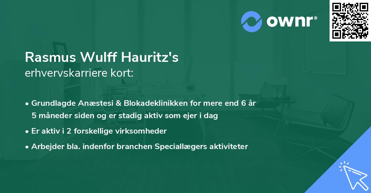 Rasmus Wulff Hauritz's erhvervskarriere kort