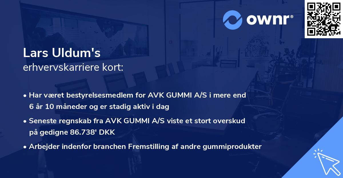 Lars Uldum's erhvervskarriere kort