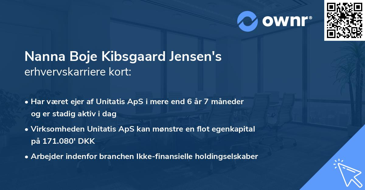 Nanna Boje Kibsgaard Jensen's erhvervskarriere kort