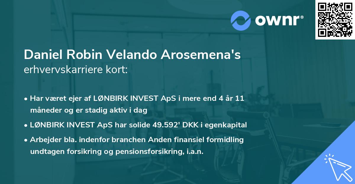 Daniel Robin Velando Arosemena's erhvervskarriere kort