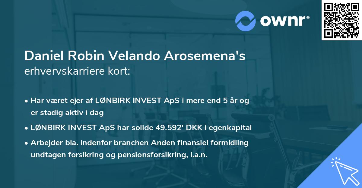 Daniel Robin Velando Arosemena's erhvervskarriere kort