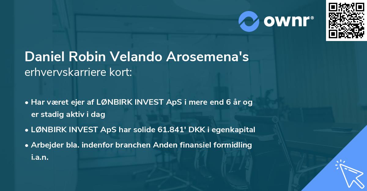 Daniel Robin Velando Arosemena's erhvervskarriere kort