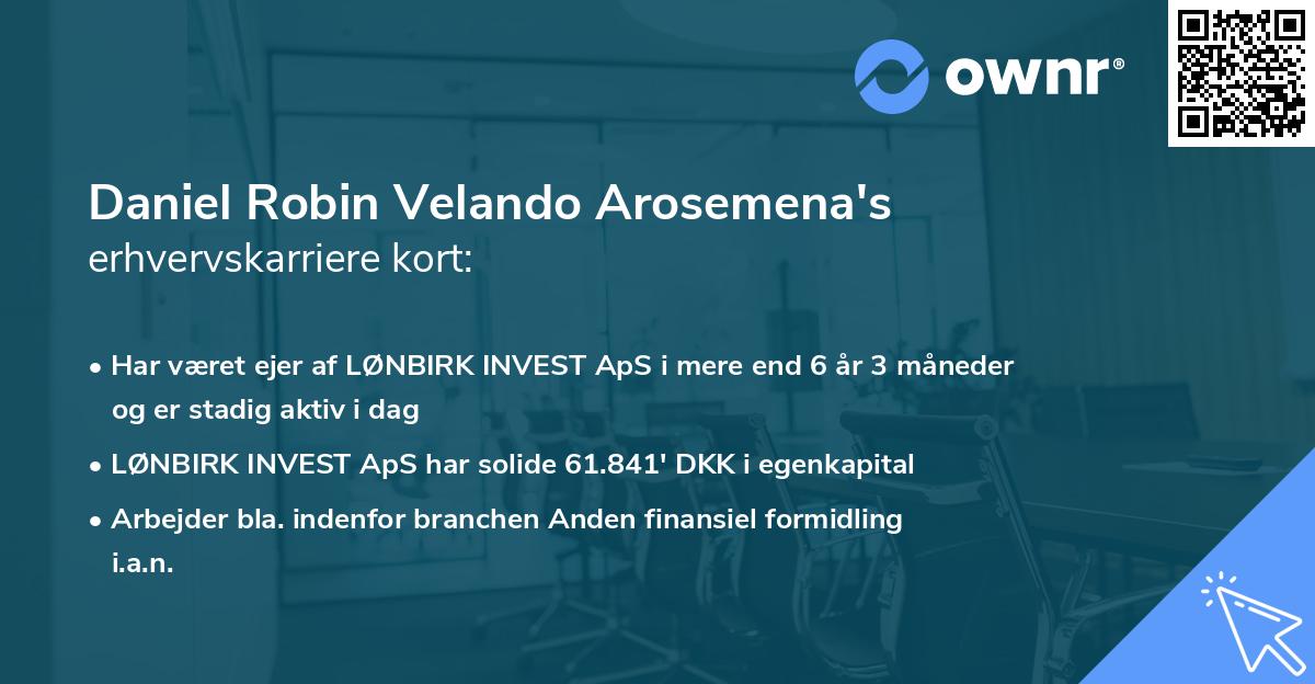 Daniel Robin Velando Arosemena's erhvervskarriere kort