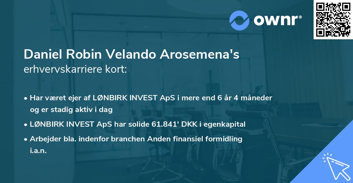 Daniel Robin Velando Arosemena's erhvervskarriere kort