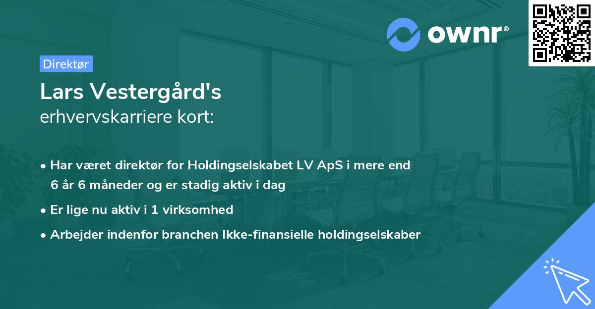 Lars Vestergård's erhvervskarriere kort