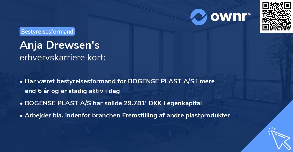 Anja Drewsen's erhvervskarriere kort