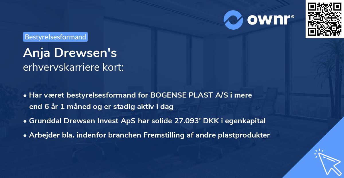 Anja Drewsen's erhvervskarriere kort