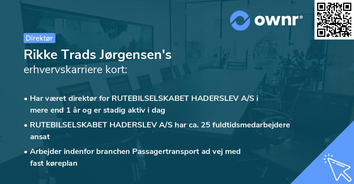 Rikke Trads Jørgensen's erhvervskarriere kort