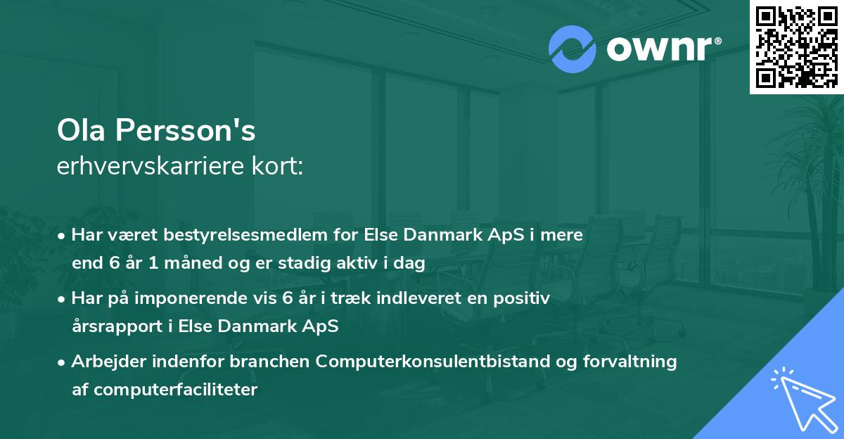 Ola Persson's erhvervskarriere kort