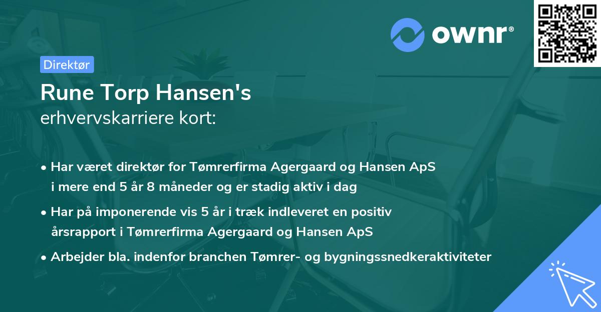 Rune Torp Hansen's erhvervskarriere kort