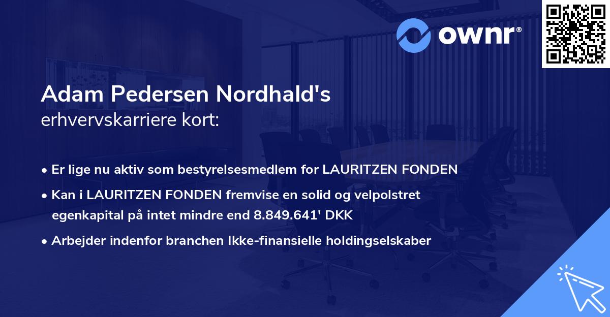 Adam Pedersen Nordhald's erhvervskarriere kort
